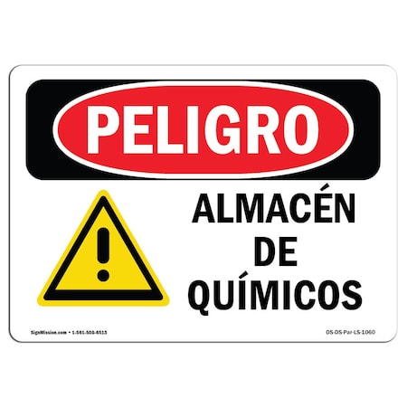 Signmission OSHA Sign, Chemical Storage Spanish, 10in X 7in Aluminum, 7" H, 10" W, Chemical Storage Spanish OS-DS-A-710-LS-1060